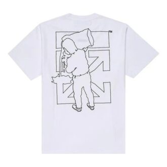 Tricou alb pentru bărbați Off-White cu imprimeu cu logo