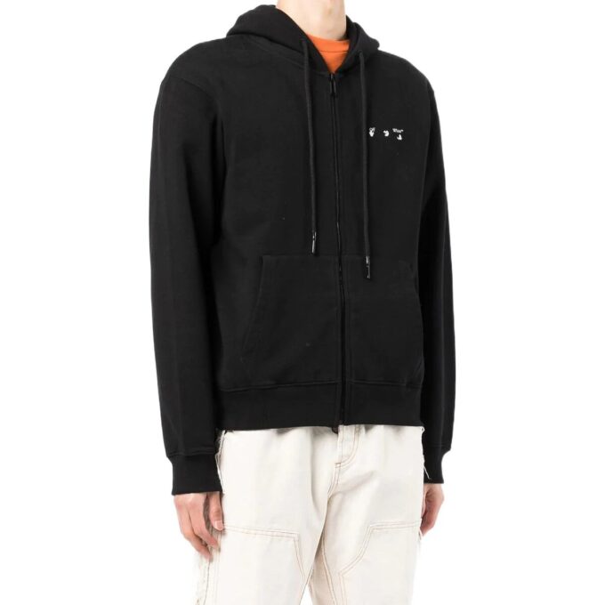 Tricou alb pentru bărbați Off-White SS22 Caravaggio cu fermoar, negru