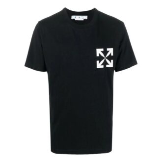 Tricou alb pentru bărbați Off-White SS22, cu guler rotund, mânecă scurtă și logo săgeată, versiune simplă