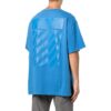 Tricou albastru pentru bărbați Off-White, cu guler rotund, mânecă scurtă, imprimeu logo mare pe spate