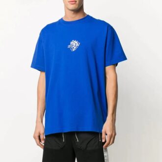Tricou albastru pentru bărbați Off-White cu imprimeu logo