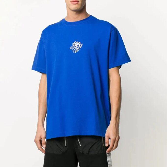 Tricou albastru pentru bărbați Off-White cu imprimeu logo