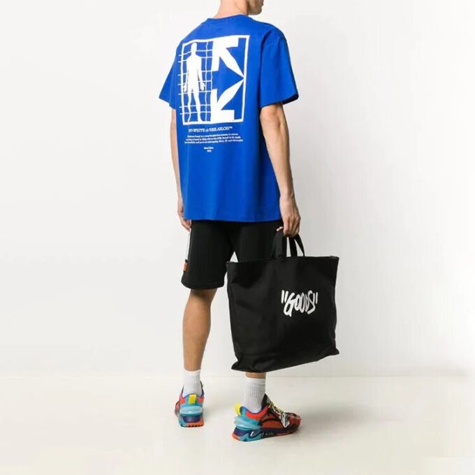 Tricou albastru pentru bărbați Off-White cu imprimeu logo