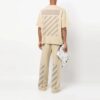 Tricou bej cu guler rotund și mâneci scurte Off-White pentru bărbați