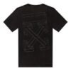 Tricou bărbătesc Off-White c/o Distress negru-gri cu imprimeu 3D de săgeată, mânecă scurtă, croială largă