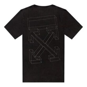 Tricou bărbătesc Off-White c/o Distress negru-gri cu imprimeu 3D de săgeată, mânecă scurtă, croială largă