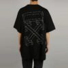 Tricou bărbătesc Off-White c/o Distress negru-gri cu imprimeu 3D de săgeată, mânecă scurtă, croială largă