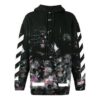 Tricou bărbătesc Off-White din bumbac lejer, negru, cu imprimeu cu dungi diagonale