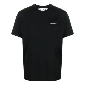 Tricou casual cu mâneci scurte Off-White pentru bărbați, cu imprimeu cu logo-ul săgeată și lanț, negru