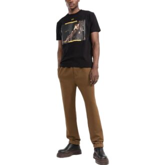 Tricou casual cu mâneci scurte Off-White pentru bărbați FW22 Caravaggio cu imprimeu cu săgeți, negru