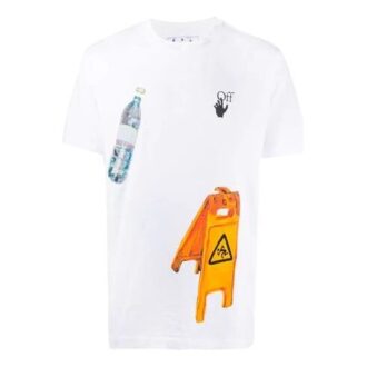 Tricou casual pentru bărbați cu aplicație Pascal, alb