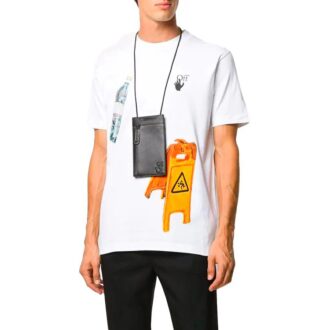 Tricou casual pentru bărbați cu aplicație Pascal, alb