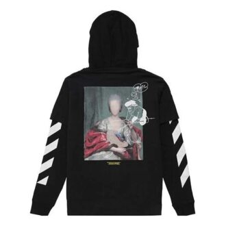 Tricou cu glugă pentru bărbați C/O Virgil Abloh, negru, cu imprimeu Diag Mariana