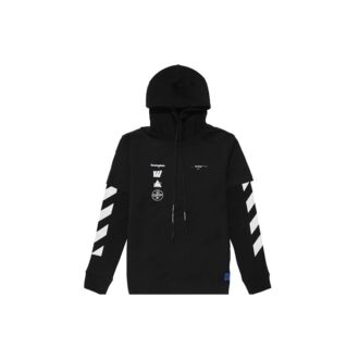 Tricou cu glugă pentru bărbați C/O Virgil Abloh, negru, cu imprimeu Diag Mariana
