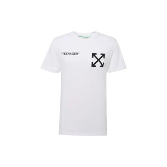 C/O Virgil Abloh Tricou slim cu mânecă scurtă și imprimeu flăcări alb pentru bărbați în pantaloni scurți
