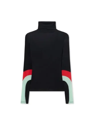 Tricou cu guler înalt și mâneci lungi, cu inserții colorate