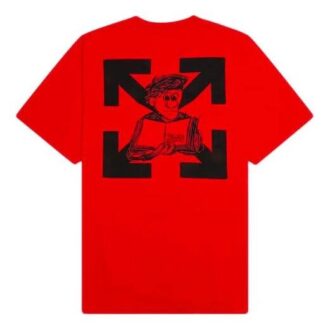 Tricou cu guler rotund și imprimeu pe spate, pantaloni scurți, roșu