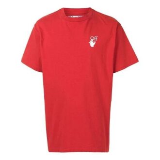 Tricou cu guler rotund și mâneci scurte, cu imprimeu logo, roșu