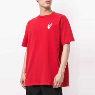 Tricou cu guler rotund și mâneci scurte, cu imprimeu logo, roșu