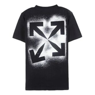 Tricou cu guler rotund și mâneci scurte, imprimeu cu săgeată, negru
