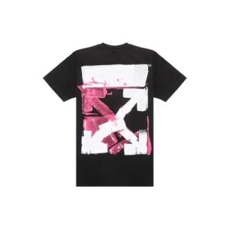 Tricou cu guler rotund și model cu săgeți „Negru Alb Roz”