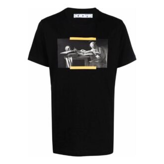 Tricou cu guler rotund și pantaloni scurți, cu imprimeu pictură în ulei „Negru”