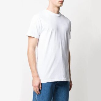 Tricou cu guler rotund, pantaloni scurți și logo mic, alb