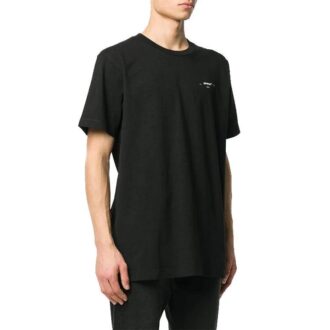 Tricou cu guler rotund, pantaloni scurți și logo mic, negru