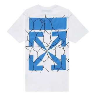 Tricou cu imprimeu săgeți pe gard verde, mânecă scurtă, alb