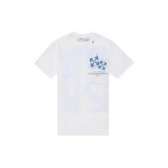 Tricou cu imprimeu săgeți pe gard verde, mânecă scurtă, alb