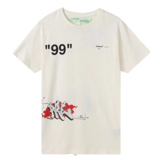 Tricou cu mânecă scurtă alb cu imprimeu graffiti