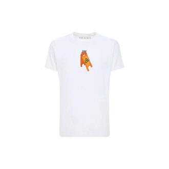 Tricou cu mânecă scurtă alb cu imprimeu logo schelet