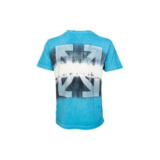 Tricou cu mânecă scurtă din bumbac cu imprimeu, versiune standard, albastru deschis