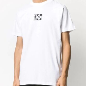 Tricou cu mânecă scurtă și imprimeu cu săgeți, alb