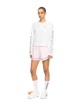 Tricou cu mâneci lungi și flori strălucitoare în diagonală