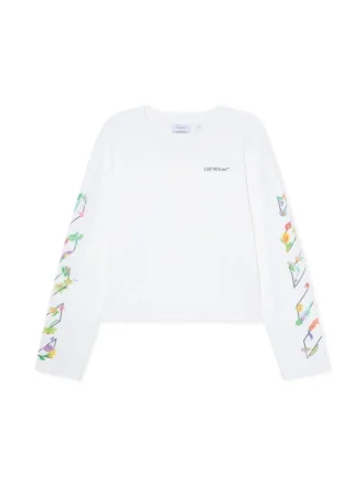 Tricou cu mâneci lungi și flori strălucitoare în diagonală