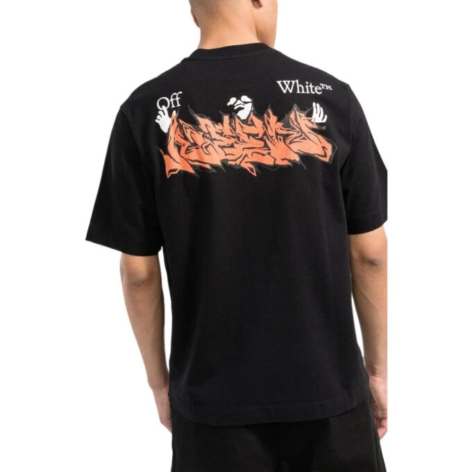 Tricou negru cu mânecă scurtă Off-White pentru bărbați din colecția SS22, cu imprimeu cu litere