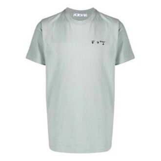 Tricou verde cu mâneci scurte din bumbac cu logo brodat Off-White pentru bărbați