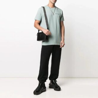Tricou verde cu mâneci scurte din bumbac cu logo brodat Off-White pentru bărbați